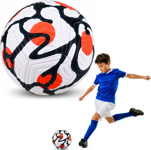 Edző futballlabda 5-ös méret (kb. 22 cm) fehér-narancs