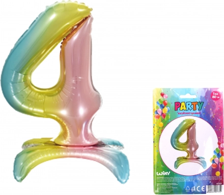Szivárványos 4-es számú lufi 80 cm