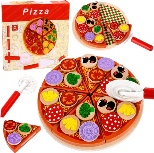 Fa szeletelhető pizza tépőzárral és kiegészítőkkel