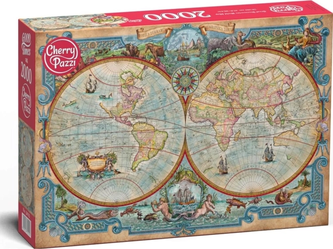 Puzzle CHERRY PAZZI – a nagy felfedezések világtérképe, 2000 darabos