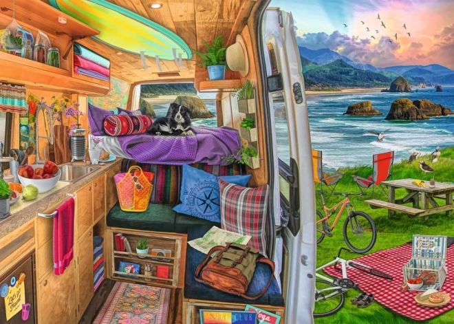 RAVENSBURGER puzzle Kilátás a lakókocsiból XXL, 500 darabos