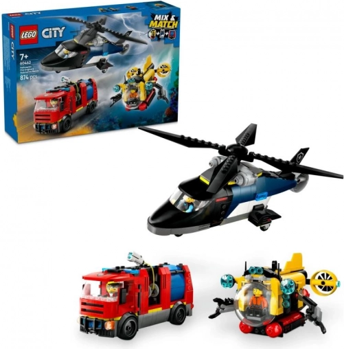 LEGO CITY helikopter, tűzoltóautó és tengeralattjáró