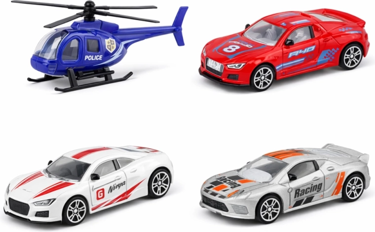 Kisautók és helikopter a csomagban