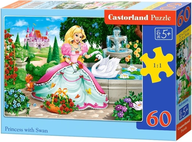 60 darabos puzzle - Hercegnő hattyúval