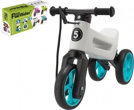 Funny Wheels Rider SuperSport 2 az 1-ben futóbicikli hevederrel – Fehér–türkiz