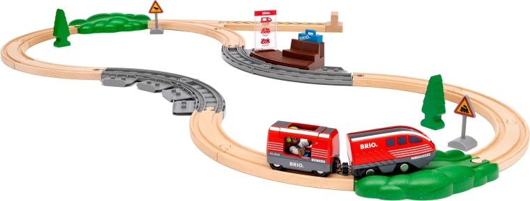 BRIO World felhúzós vonatkészlet, fa szett 28 darabbal