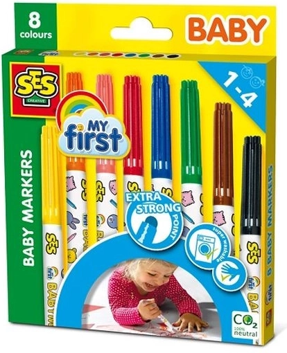 SES My First első gyerek filctollak 8 színben, extra vastag kerek heggyel