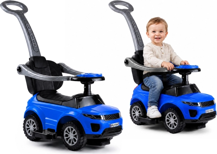 SPORT CAR gyermek lábbal hajtós járgány vezetőrúddal, kék