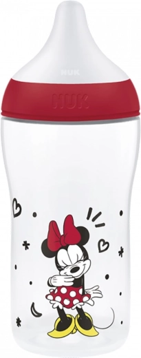 NUK Perfect Match cumisüveg hőmérséklet-ellenőrzéssel Disney Minnie 260 ml piros
