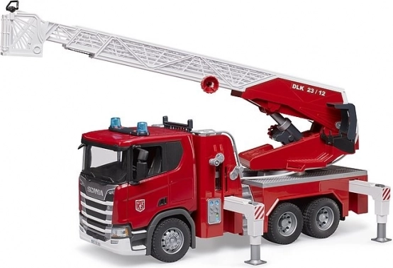 Gyermek tűzoltóautó Scania létrával és vízágyúval