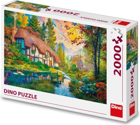 Gyönyörű motívum: házikó a folyónál