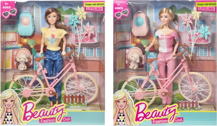 Baba kerékpárral és kiegészítőkkel