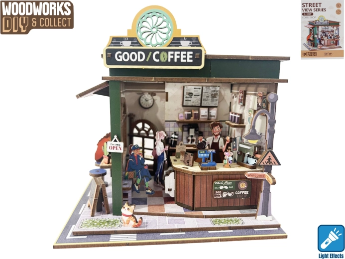 Woodworks világítással ellátott fából készült kávézóépítő készlet