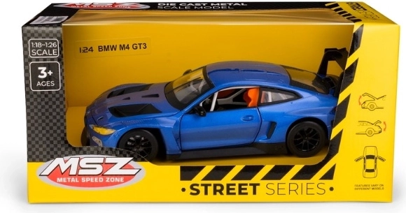 MSZ BMW M4 GT3 kék fém autómodell 1:24