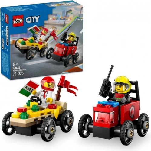Lego City versenyautók: pizza vs. tűzoltóautó