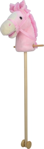 Rózsaszín tolható babakocsi rúddal, hanggal és levehető fa rúddal