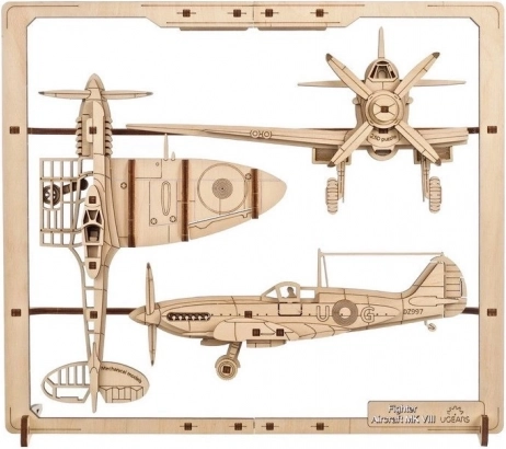 Ugears fa mechanikus puzzle Vadászgép