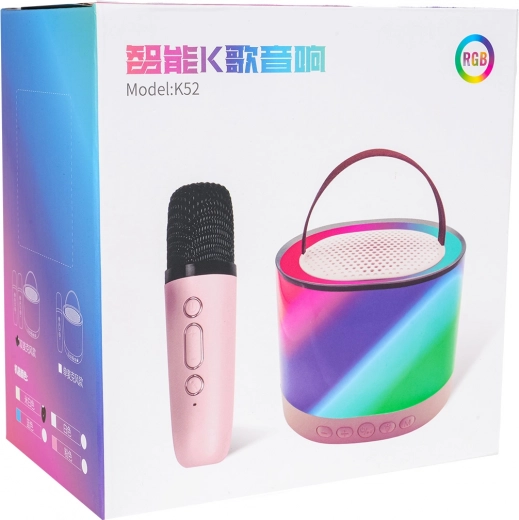 Karaoke szett vezeték nélküli mikrofonnal és megvilágított Bluetooth hangszóróval