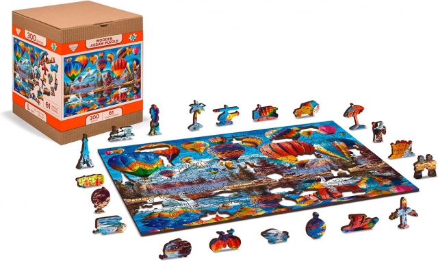 Kétoldalas fa puzzle Nyugodt utazás 2 az 1-ben, 300 darab