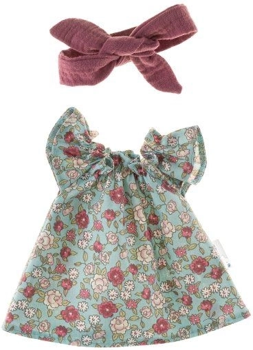 övvel ellátott ruha 32 cm-es babához, hanga virágok
