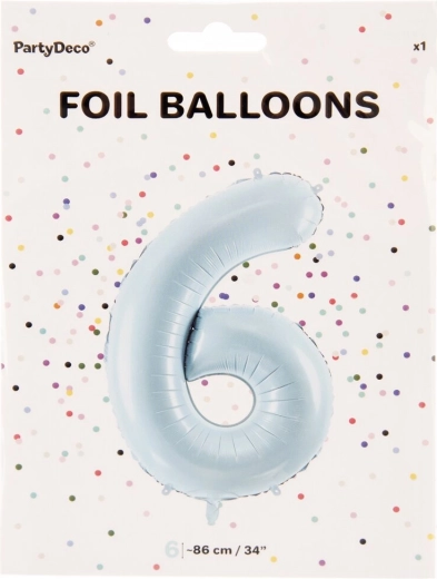 Kék fólia szám 6-os lufi, 86 cm
