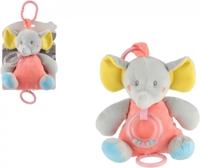 Zenei plüss elefánt, barack-szürke, 18 cm