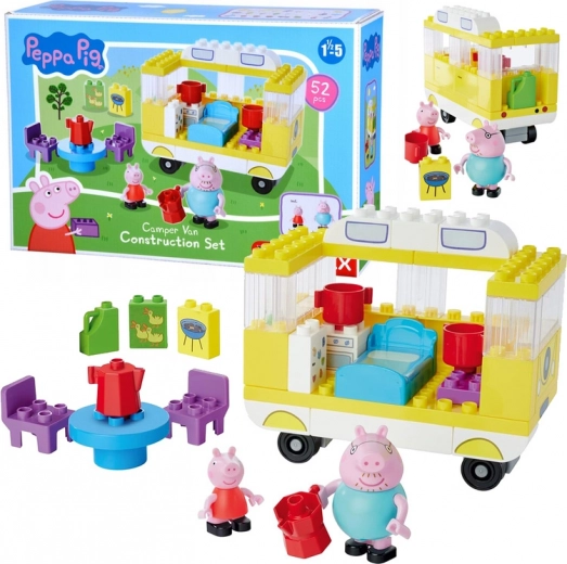 PEPPA PIG lakóautó építőkészlet – kempingezés apukával, 52 elem
