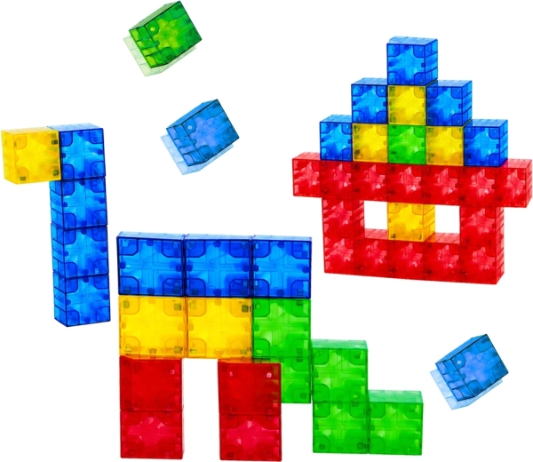 Színes, áttetsző kockák 2D és 3D konstrukciókhoz