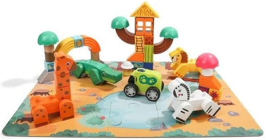 Fa kockák és puzzle - Safari Top Bright