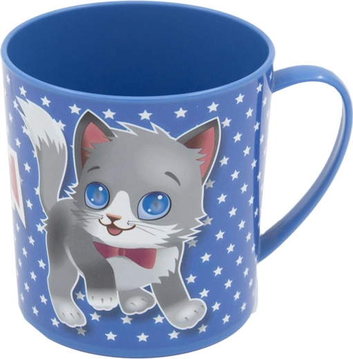 Gyermek műanyag bögre 380 ml nyomott mintával – rózsaszín vagy kék