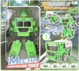 Összeépíthető zöld robot 2 az 1-ben – kamion és markológép
