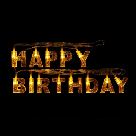 Happy Birthday születésnapi LED-es fényfüzér, 13 LED, 2 m