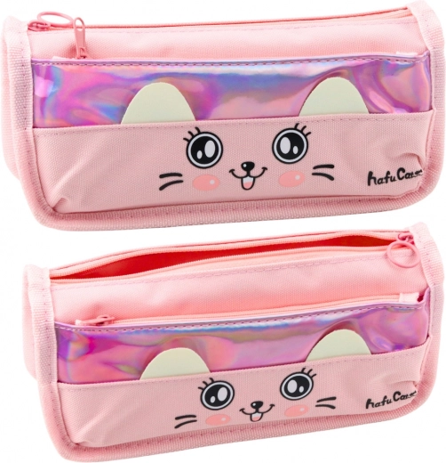 Iskolai tolltartó macskamintával rózsaszín