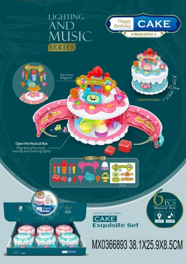 Játékkészlet születésnapi torta fénnyel és hanggal