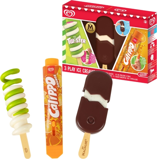 Casdon 3 darabos játék fagylalt szett: Twister, Magnum és Calippo