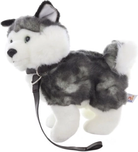Plüss husky pórázzal 25 cm