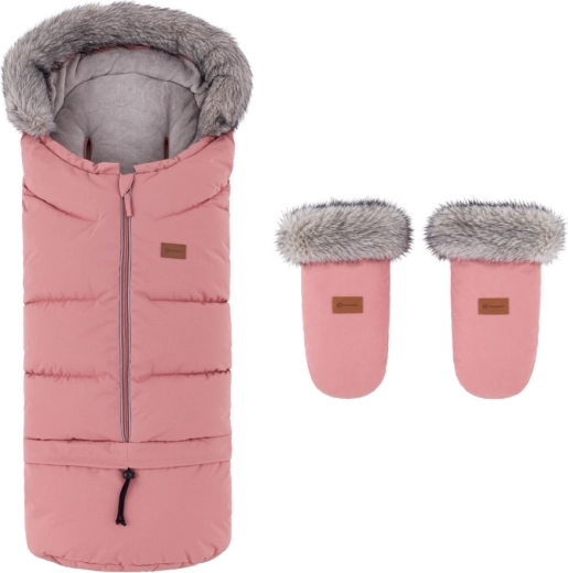 Petite&Mars téli szett: Arctic 4 az 1-ben lábzsák + Fjora babakocsi kesztyű old rose
