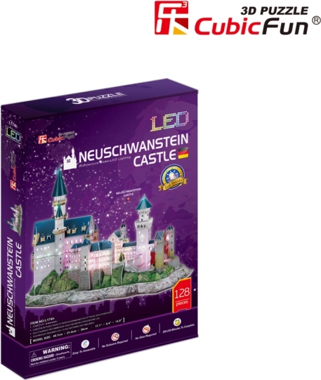 Világító 3D puzzle Neuschwanstein kastély 128 darab
