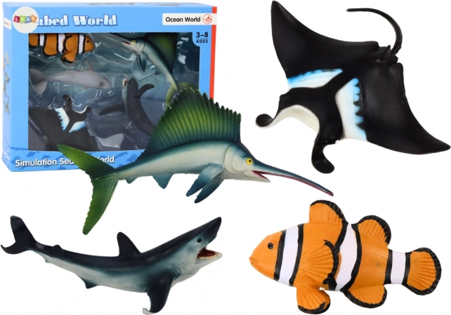 Tengeri állatok figura szett cápa delfin rája 5 darab