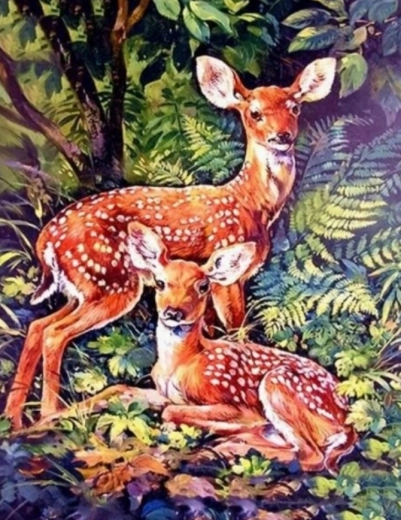 Gyémántszemes festés őzek az erdőben 30 × 40 cm