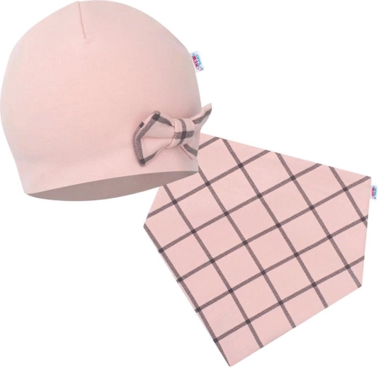 Újszülött sapka és nyakmelegítő NEW BABY Missy rózsaszín
