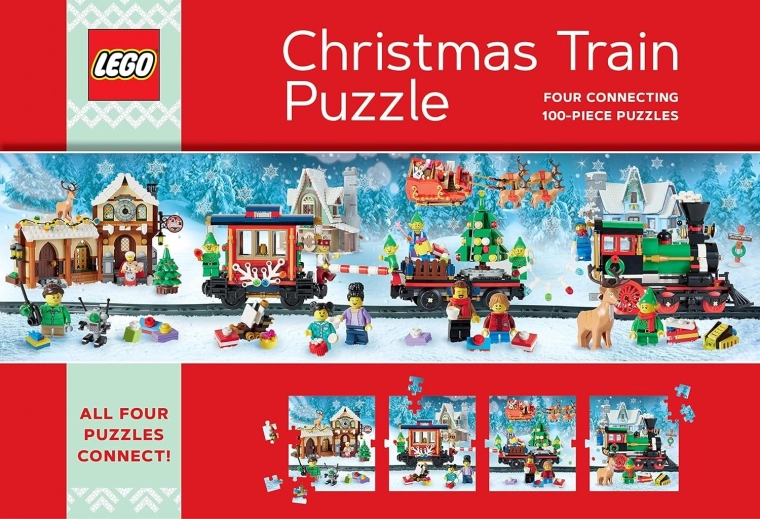 Karácsonyi LEGO vonatos puzzle 4×100 darab