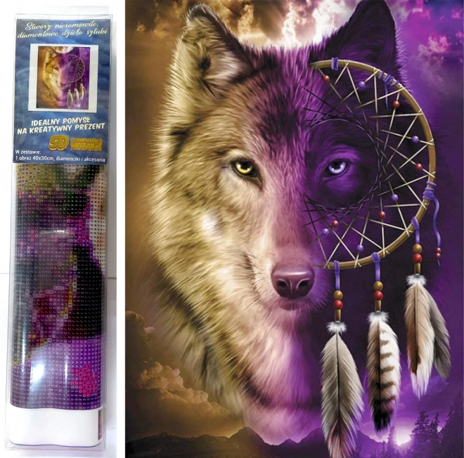 Gyémántszemes festés – Farkasálom 30 × 40 cm