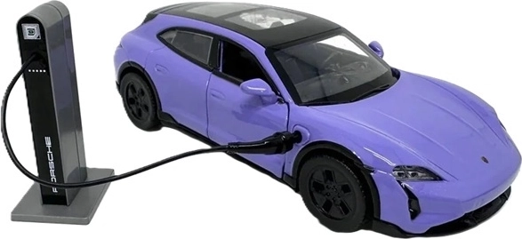 Elektromos Porsche Taycan Turbo S modell lila színben
