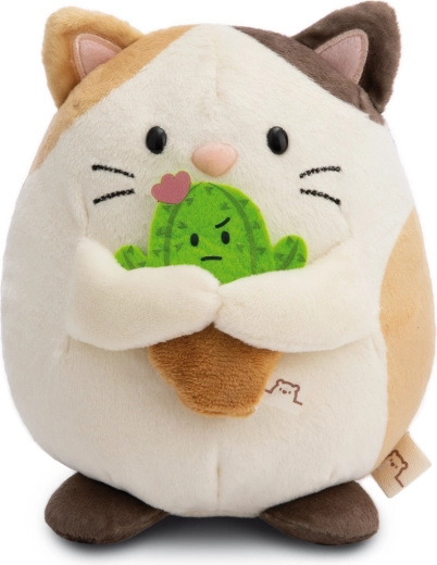 NICI MyMochi plüss cica Angy kaktusszal, 16 cm, díszdobozos csomagolás