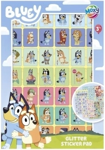 Csillámos Bluey matricák – 8 lapos füzet