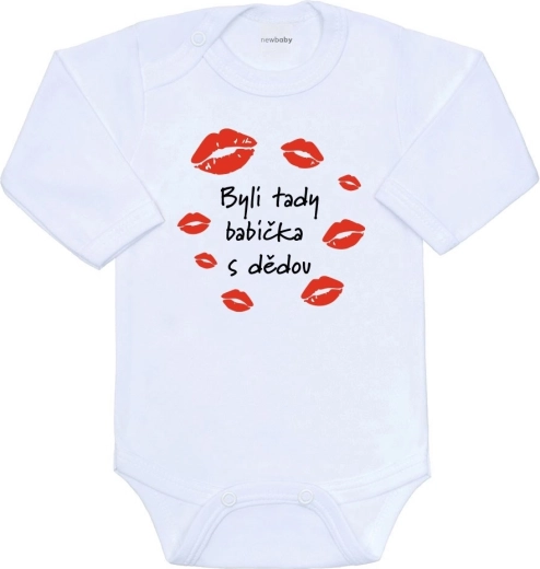 New Baby nyomott mintás bababody – „Itt járt a nagyi és a papa”, hosszú ujjú