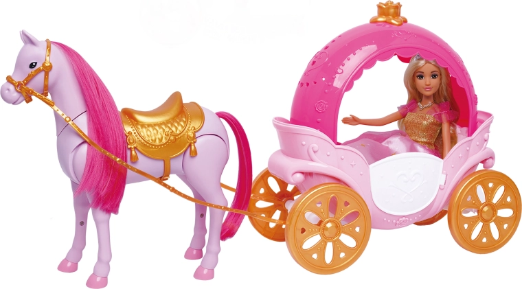 Baba hintóval és lóval, 30 cm