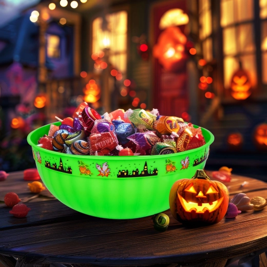 Zöld műanyag halloween-i tál 30 × 12 cm