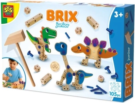 SES Brix junior dinoszaurusok – fa építőkészlet